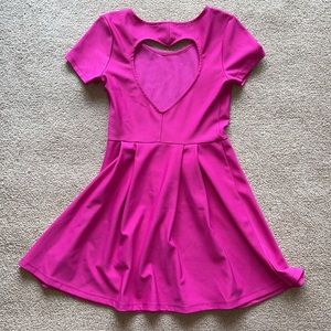 Forever 21 Hot Pink Date Night Dress with Heart Cut Out Valentine